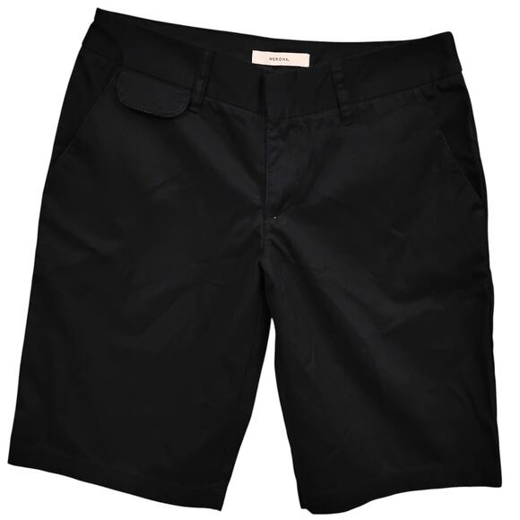 Merona Bermuda Shorts Size 4 Black 5 Pockets Belt Loops 100% Cotton Zippered - Picture 1 of 5